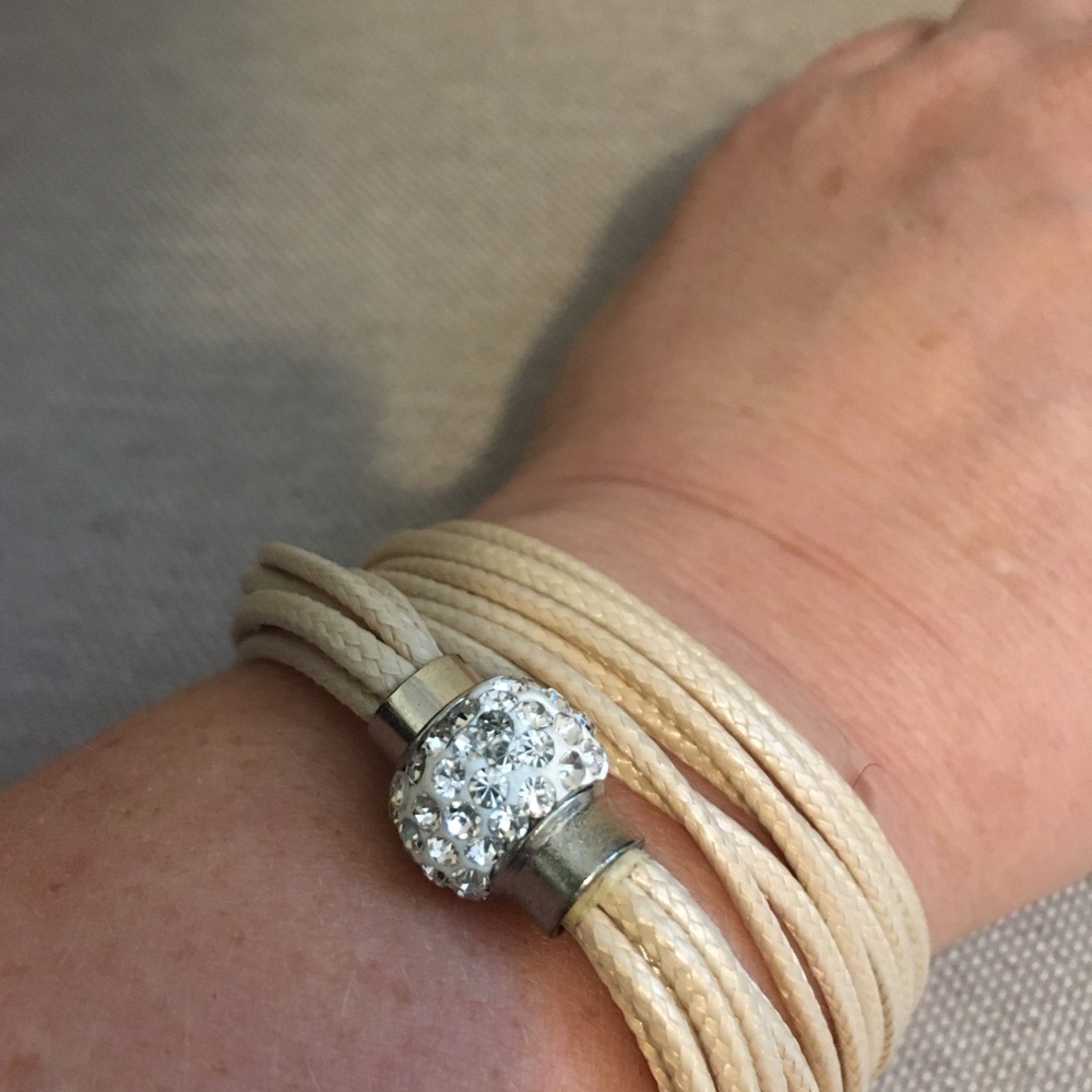 Elegant Cream Cord Bracelet with Silver Accents